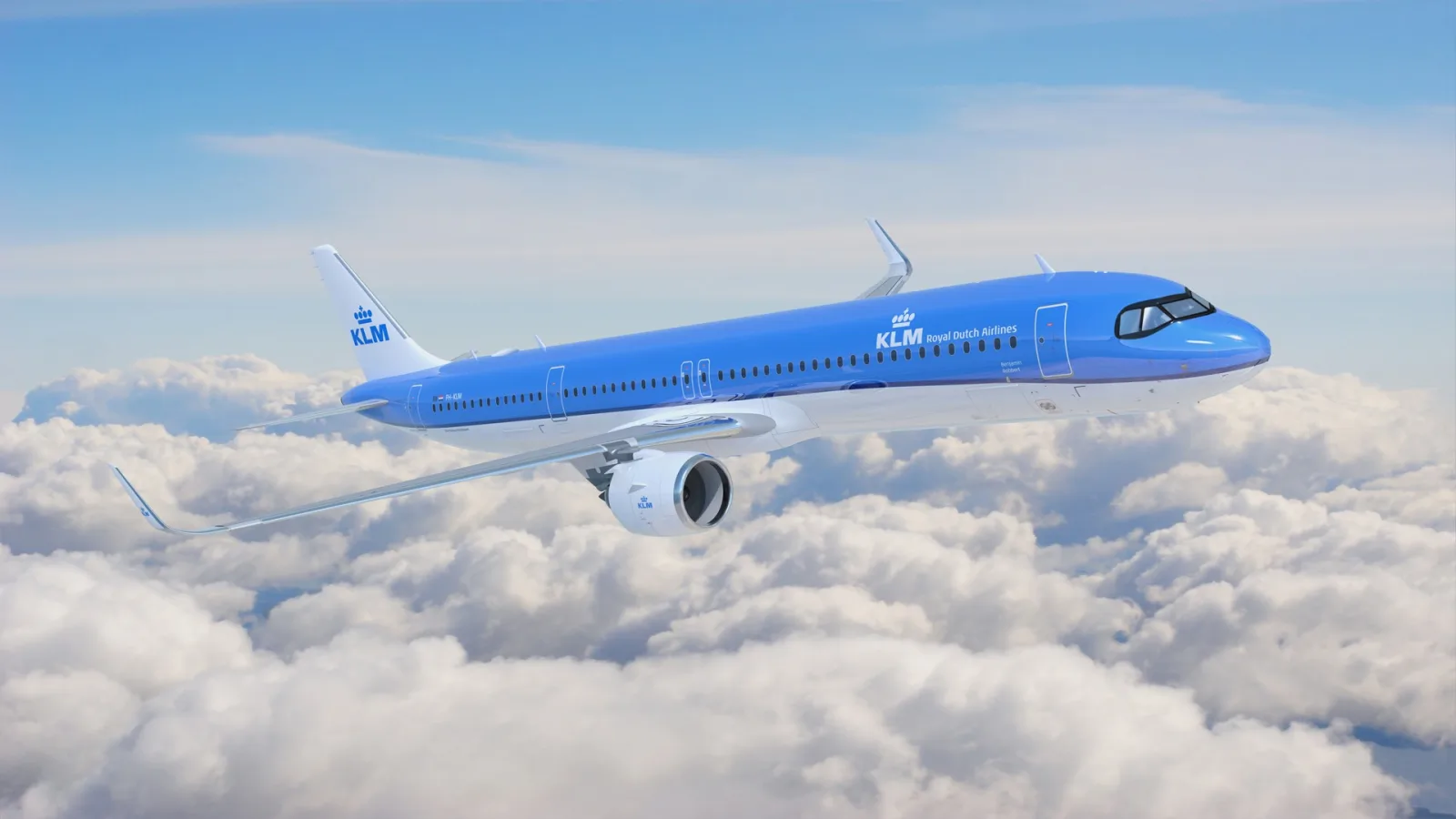 KLM Airbus A321neo in livery, the Flying Blue paid regional status match across Europe.