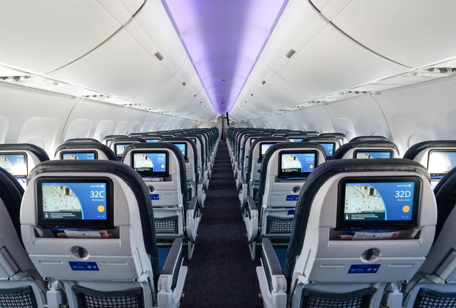 United Airlines Airbus A319 retrofitted under the United Next programme.