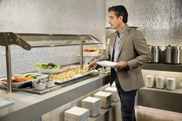 Hotel club lounge representing World of Hyatt elite tiers